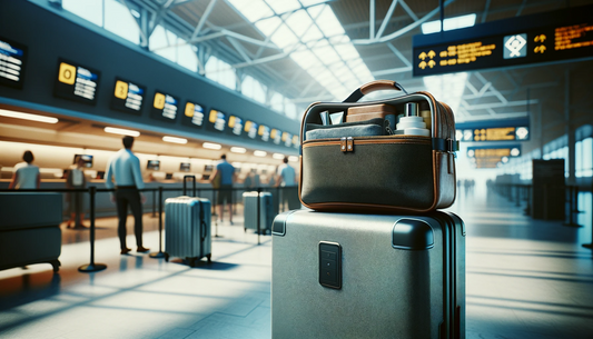 trousse de toilette sur une valise d'aéroport pendant l'enregistrement 