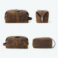 Trousse de Toilette Ancienne en Cuir Marron