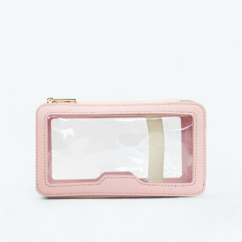 Trousse de Toilette Femme Transparente Saffiano Rose