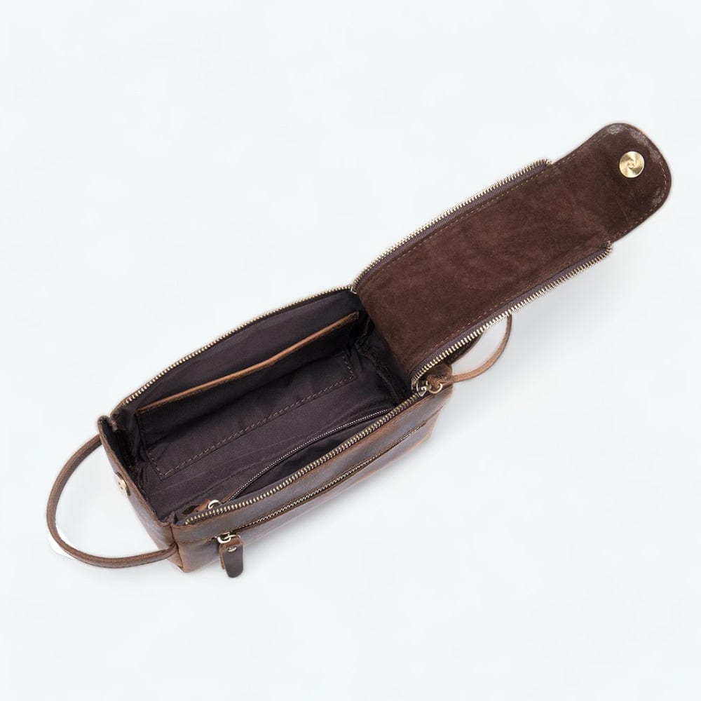 Trousse de Toilette Homme Cuir Vintage Café