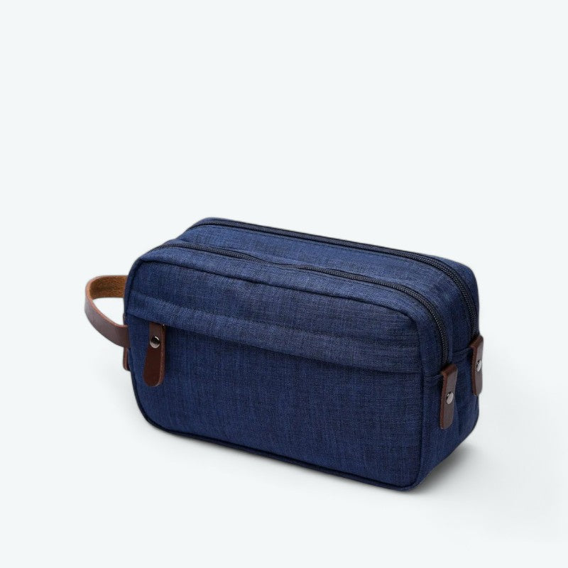 Trousse de Toilette Homme Double Zip Bleu