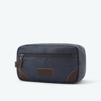 Trousse de Toilette Homme Simili Cuir Bleu