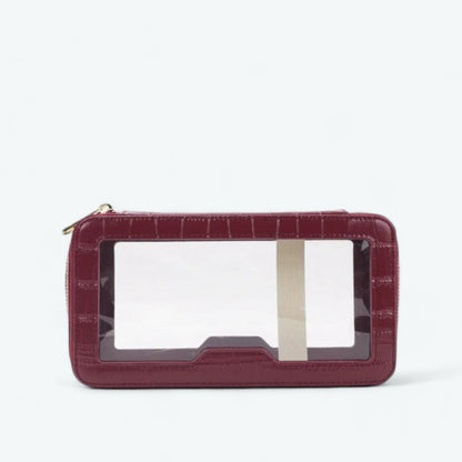 Trousse de Toilette Transparente Luxe Burgundy